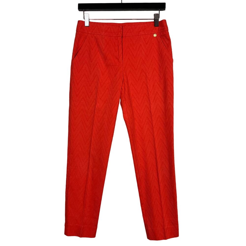 Trina Turk Chevron Trouser Pant Orange Textured - 4